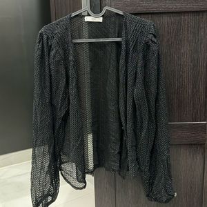 Shimmer Black Button-Up Blouse