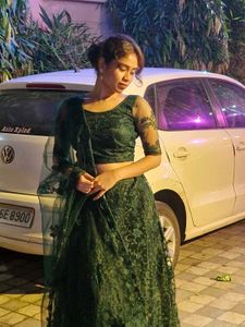 GREEN STITCHED LEHENGA WITH BLOUSE AND DUPATT