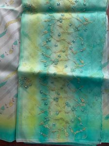 Sea Green Floral Saree