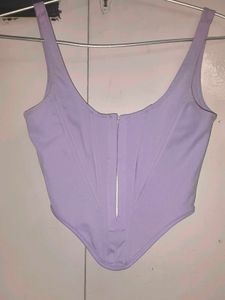 Lilac Corset Top with Hook-and-Eye Closure