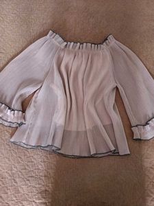 Sheer Off-Shoulder Ruffle Top