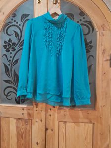 Teal Peter Pan Collar Blouse
