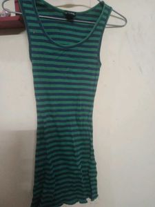 Green & Navy Striped Tank Top