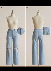 Light Wash Ripped Wide-Leg Jeans