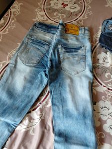 Men's Blue Denim Jeans &amp; Printed Shirt Set