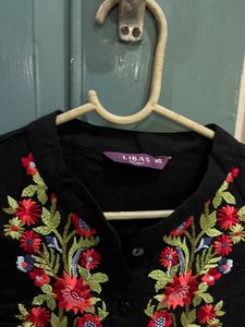 Black libas Embroidered Kurta, XS