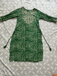 Green Bandhani Kurta