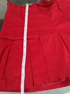 Red Pleated Shorts