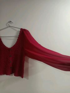 Red Full Sleeves Balloon Top