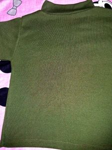 Olive Green Ribbed Mock Neck Top