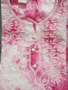 Unused Chikankari Kurta - Pink Tie-Dye
