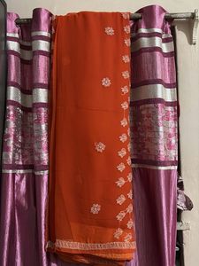 Beautiful Orange Embroidered Saree