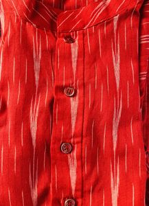 red Ikat Print Tradional Kurta