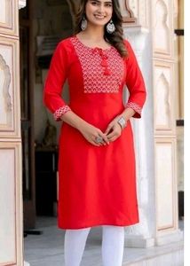 Red Embroidered Tunic Top