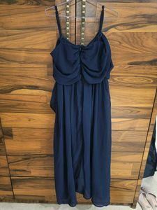 Navy Blue Flowy Midi Dress