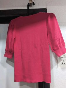 V-Neck Puff Sleeve Knit Top