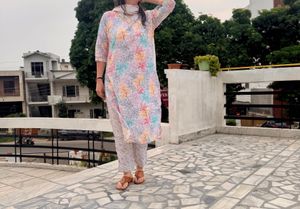 Multicoloured Floral Cotton Suit Set
