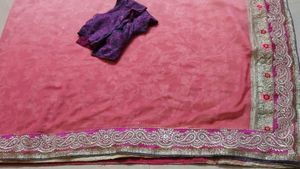 Stunning Pink Embroidered Saree