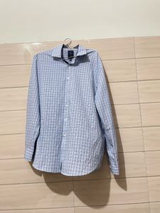 Imported Men's Blue Checkered Long Sleeve Shirt