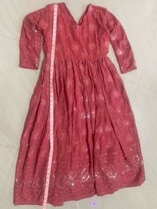 Elegant Rust Anarkali Kurta Set