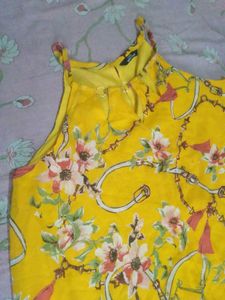 Vibrant Yellow Floral Print Top
