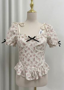 Floral Puff Sleeve Ruffle Top