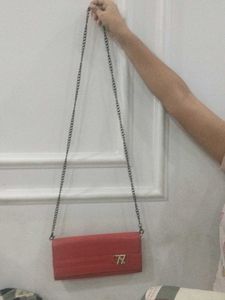 Red Chain Strap Clutch
