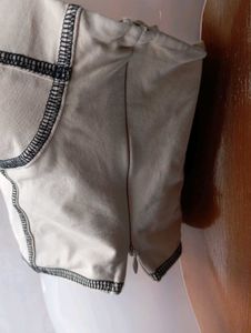 Cream Corset Top with Contrast Stitching