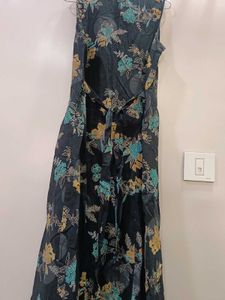 Floral Sleeveless Long Shirt  Dress Like One Piece