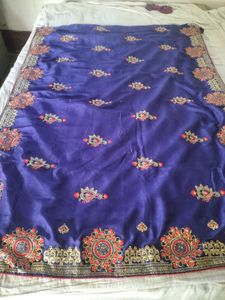 🔥Royal Blue 💙  stone & zari  😱 Silk Saree🔥
