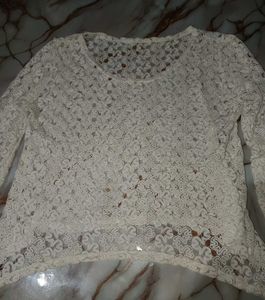 Cream Lace Long Sleeve Top