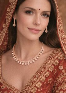Elegant Diamond Necklace &amp; Earring Set