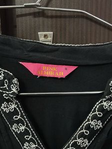 Black Embroidered Tunic Top