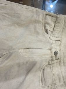Cream Straight Leg Jeans