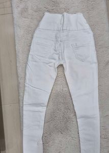 High-Waisted White Skinny Jeans