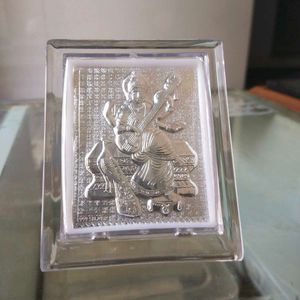 Elegant 999 Silver Saraswati Maa Photo Stand Frame