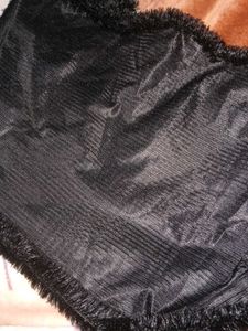 Black Solid Puff Stole