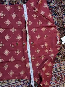 XL - Maroon Kurta Set with Golden Print