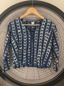 Boho Print Button-Up Crop Top