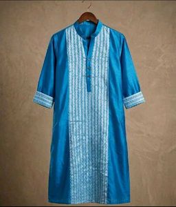 Blue Kurta with White Embroidery