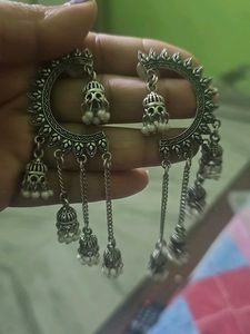 silver chaand bali Earrings