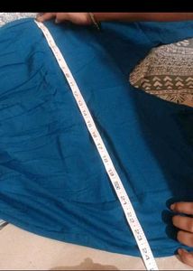 Blue Kurta set  with Red Embroidered Neck