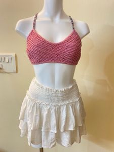 Pink Crochet Halter Bikini Top 🎀
