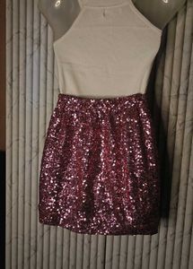 Sparkling Pink Sequin Mini Skirt