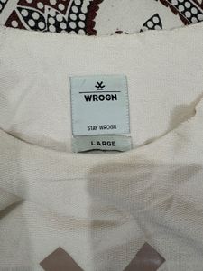 WROGN Cream Sweatshirt- loose Fit