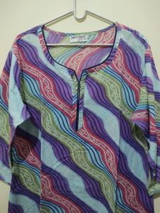 Jaipur Kurti Multicolored Diagonal Striped Kurta