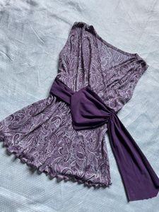 Purple Paisley Print Wrap Top