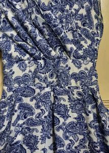 Boho Blue &amp; White Print Wrap Top