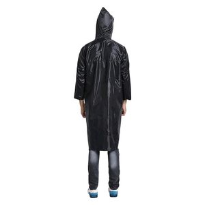 Black Reusable Rainwear Raincoat Mansoon