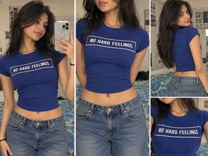 cute y2k fitted top blue